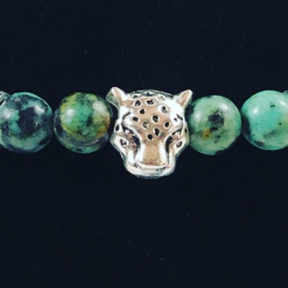 Men or women green turquoise lava rock panther - Picture 6 of 7